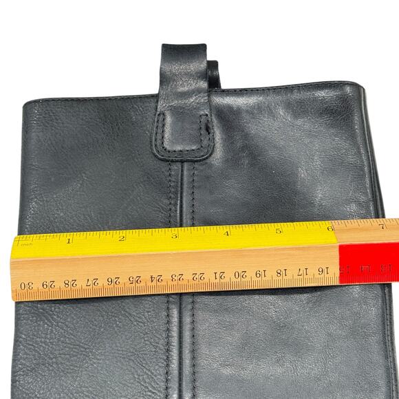 Saks Fifth Ave Harness Moto Boot SZ 40 Women's Black Leather Tall Loose Buckle - Picture 14 of 14